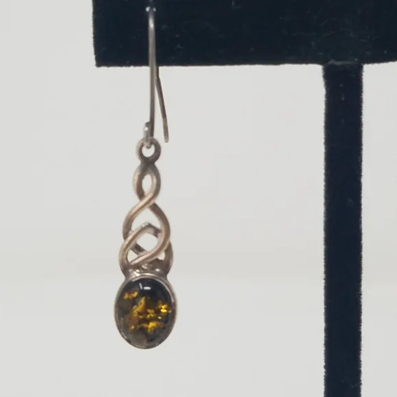 Sterling silver .925 earring yellow Baltic amber - Picture 4 of 5